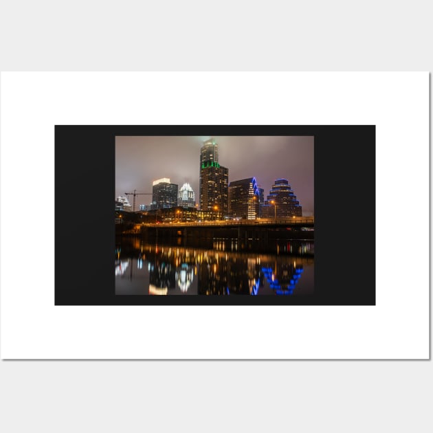 Colorado River Austin Skyline Reflection Austin TX Texas Wall Art by WayneOxfordPh